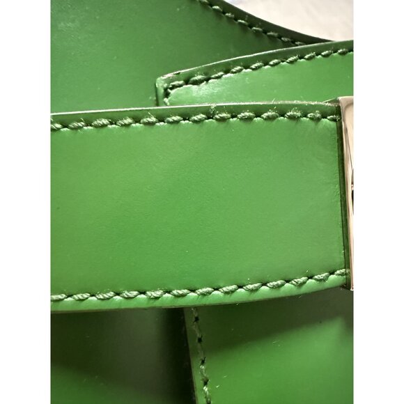 Salvatore Ferragamo Green Leather Shoulder Bag With Silver Buckle Detail Made In - Picture 8 of 13
